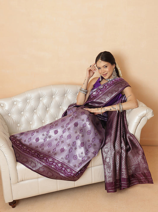 Floral Design Banarasi Silk Sarees With Zari Work