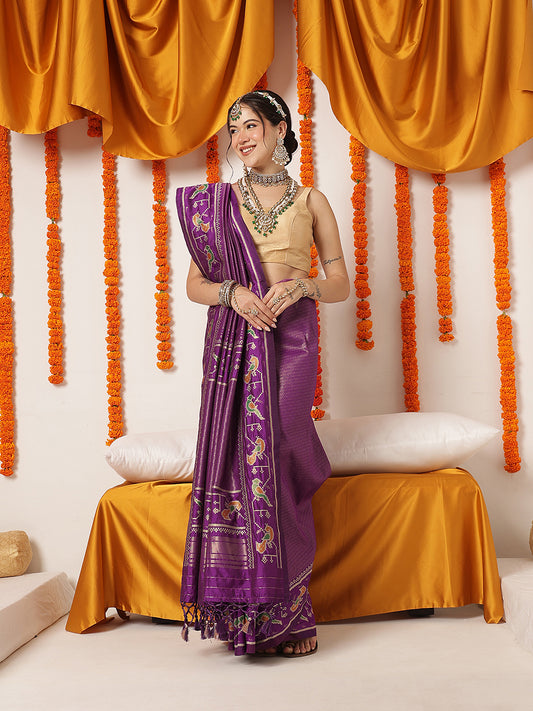 Pure Weaving Crushed Tissue Inspired Ikkat Woven Saree – view 2