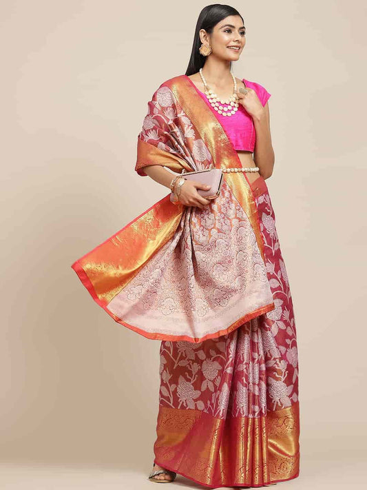 Ethnic Motifs Zari Woven Tissue Silk Saree