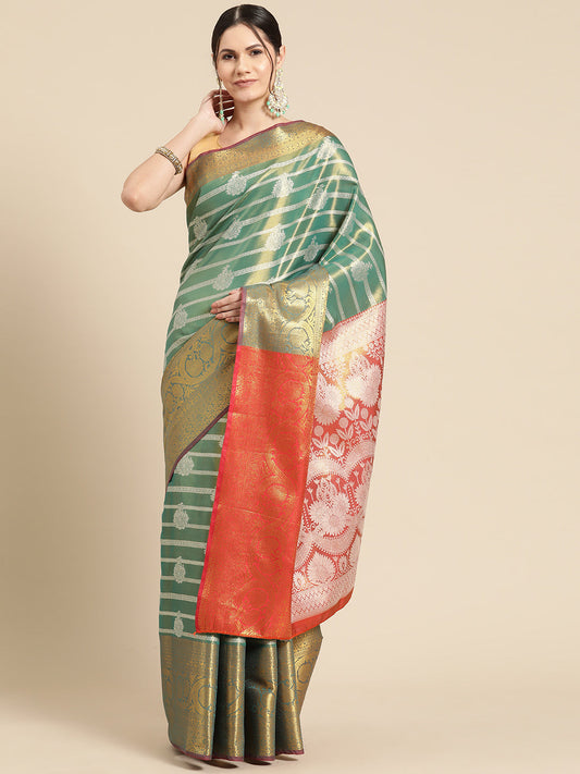 Ethnic Motifs Zari Woven Tissue Silk Saree