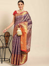 Women's Brocade Soft Silk Zari Woven Saree With Unstitched Blouse Piece