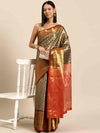 Women's Brocade Soft Silk Zari Woven Saree With Unstitched Blouse Piece