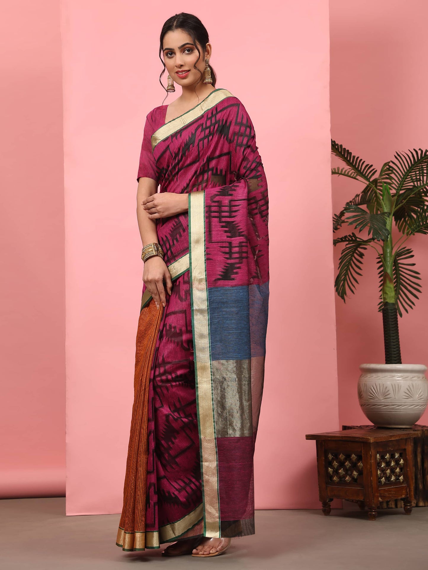 Women Cotton Silk Zari Woven Saree