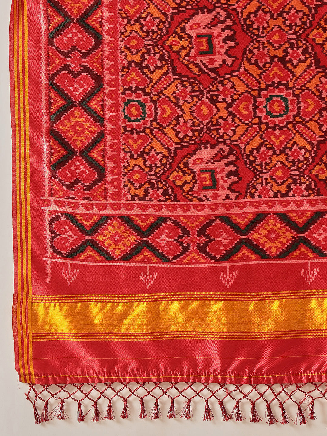 Traditional Double Ikkat Patola Dupatta With Tassels