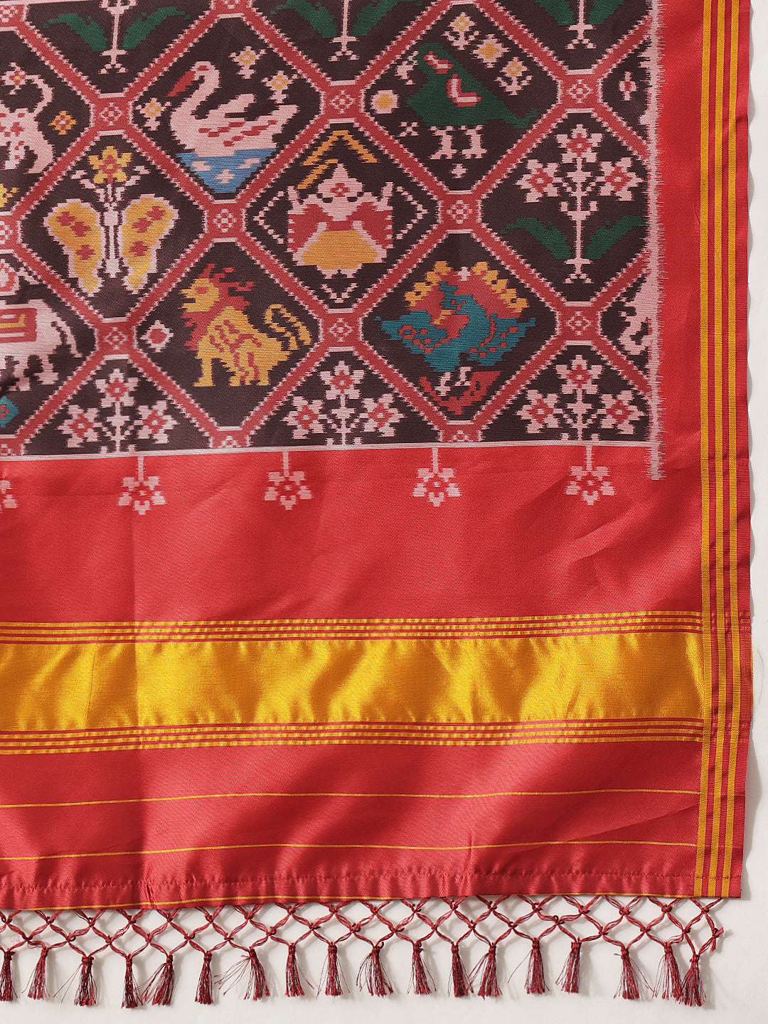 Digital Printed Traditional Bandhani Patola Dupatta With Tassels