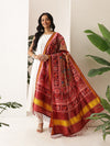 Kalamkari Patola Dupatta Digital Printed With Handmade Tassels