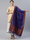 Blue & Red Ethnic Motifs Phulkari Embroidered Dupatta