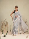 Digital Printed Premium Cotton Blend Chanderi Saree with Traditional Motifs & Tassel