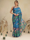 Digital Printed Premium Cotton Blend Chanderi Saree with Traditional Motifs & Tassel