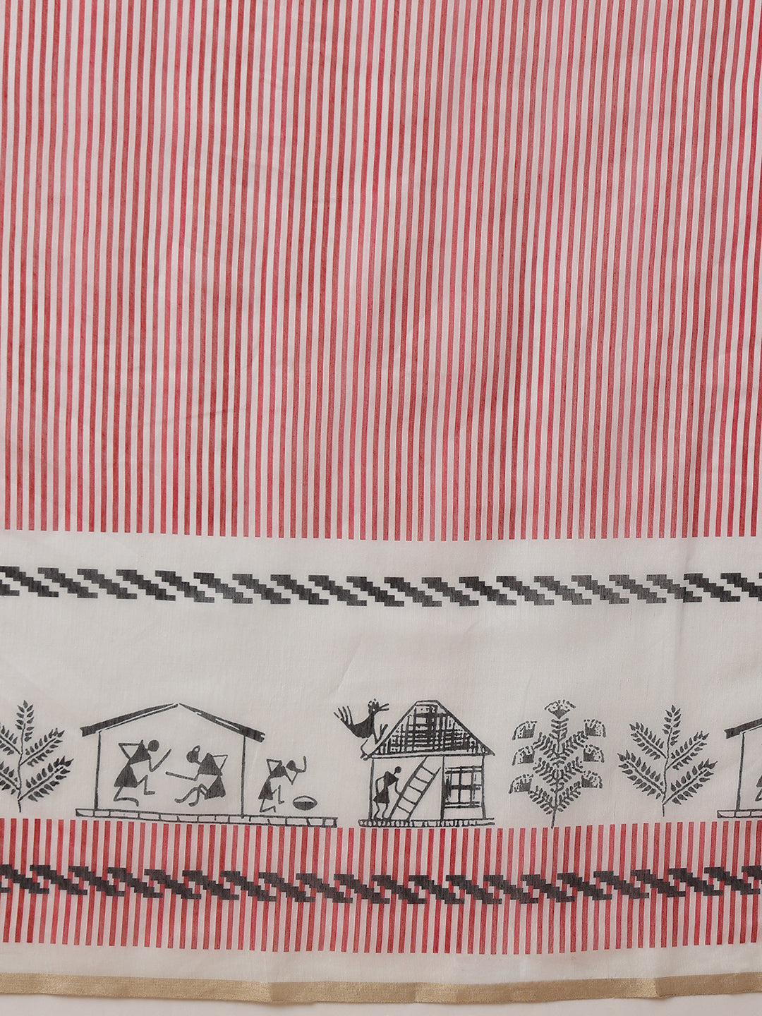 Maroon Color Striped Chanderi Cotton Digital Printed Ready to Wear Saree