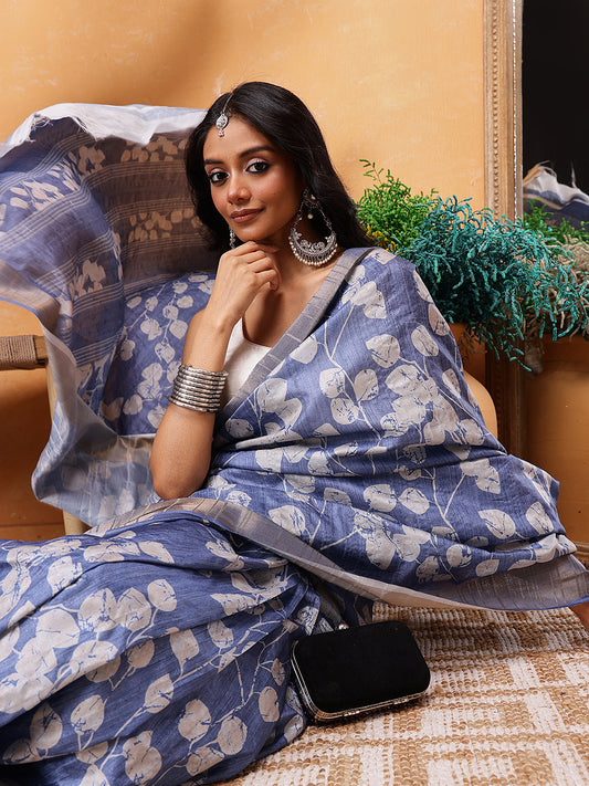 Floral Printed Silk Ready To Wear Saree