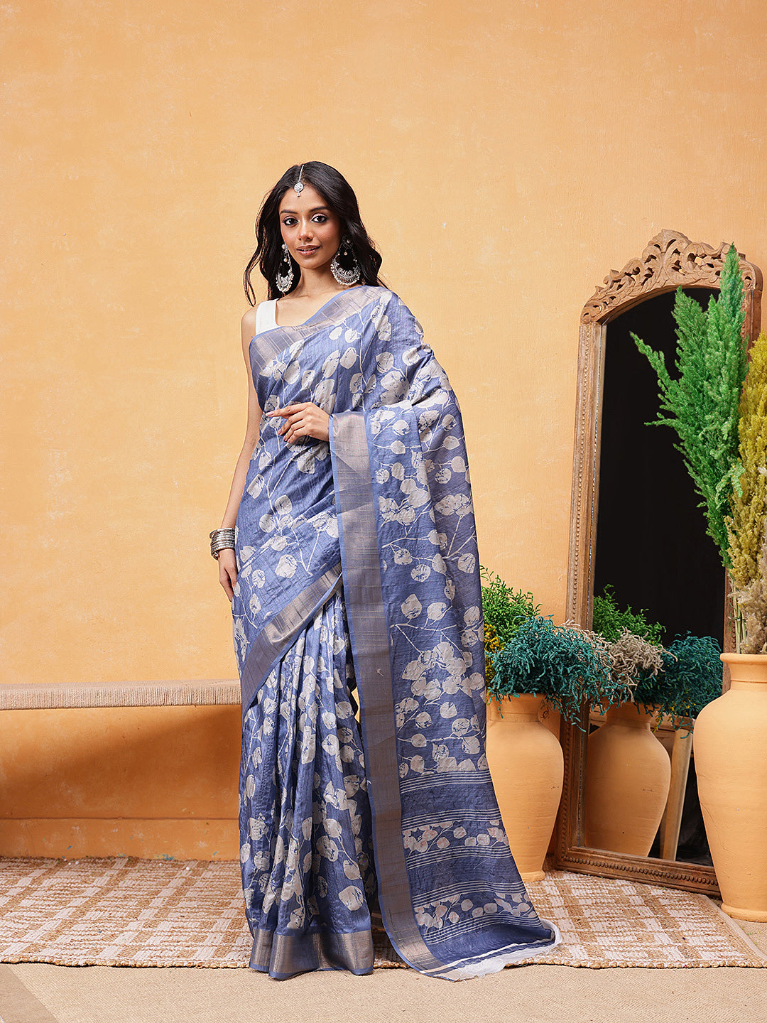 Floral Printed Silk Ready To Wear Saree
