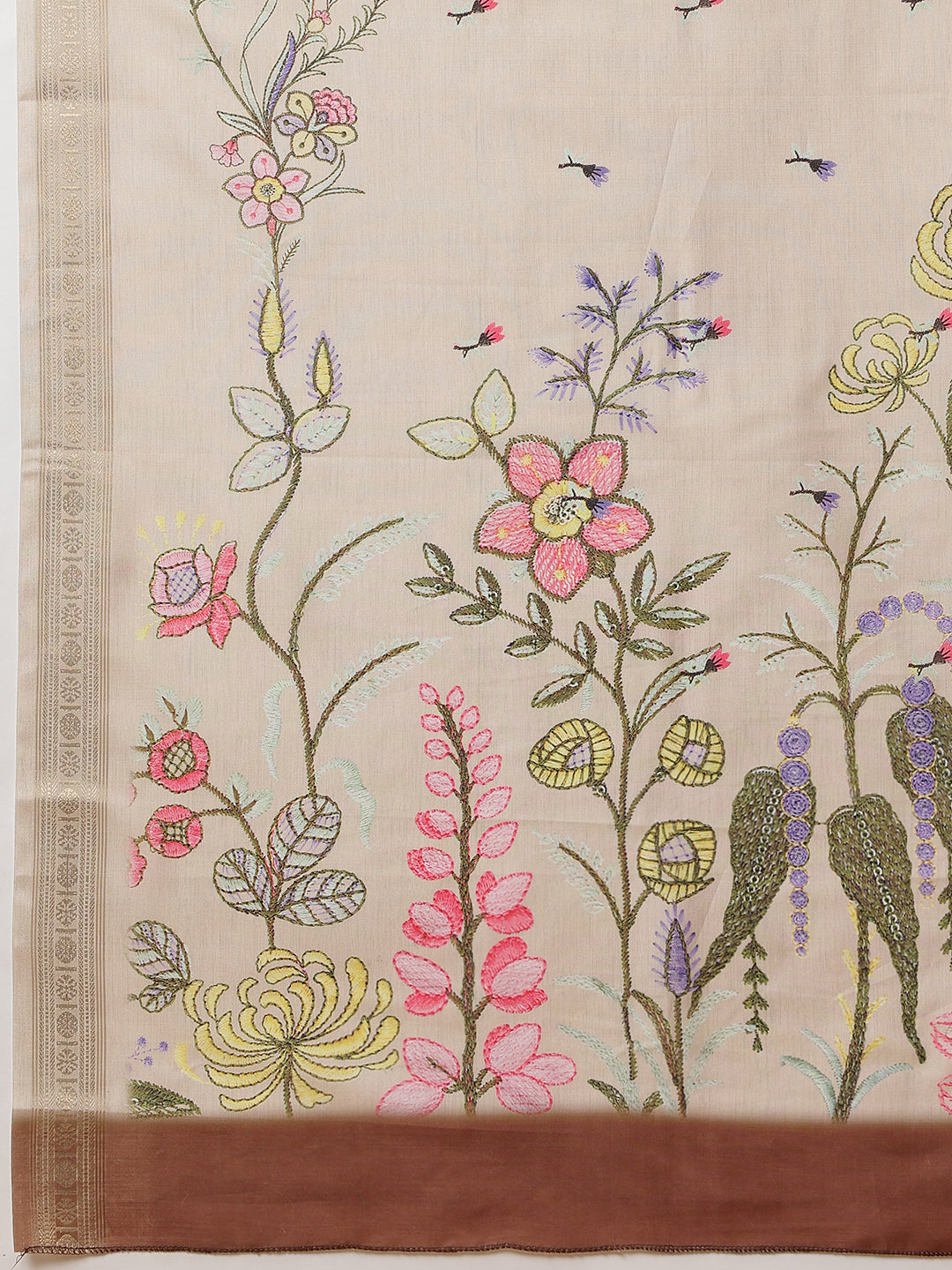 Beige Color Art Silk Floral Digital Printed Ready to Wear Saree