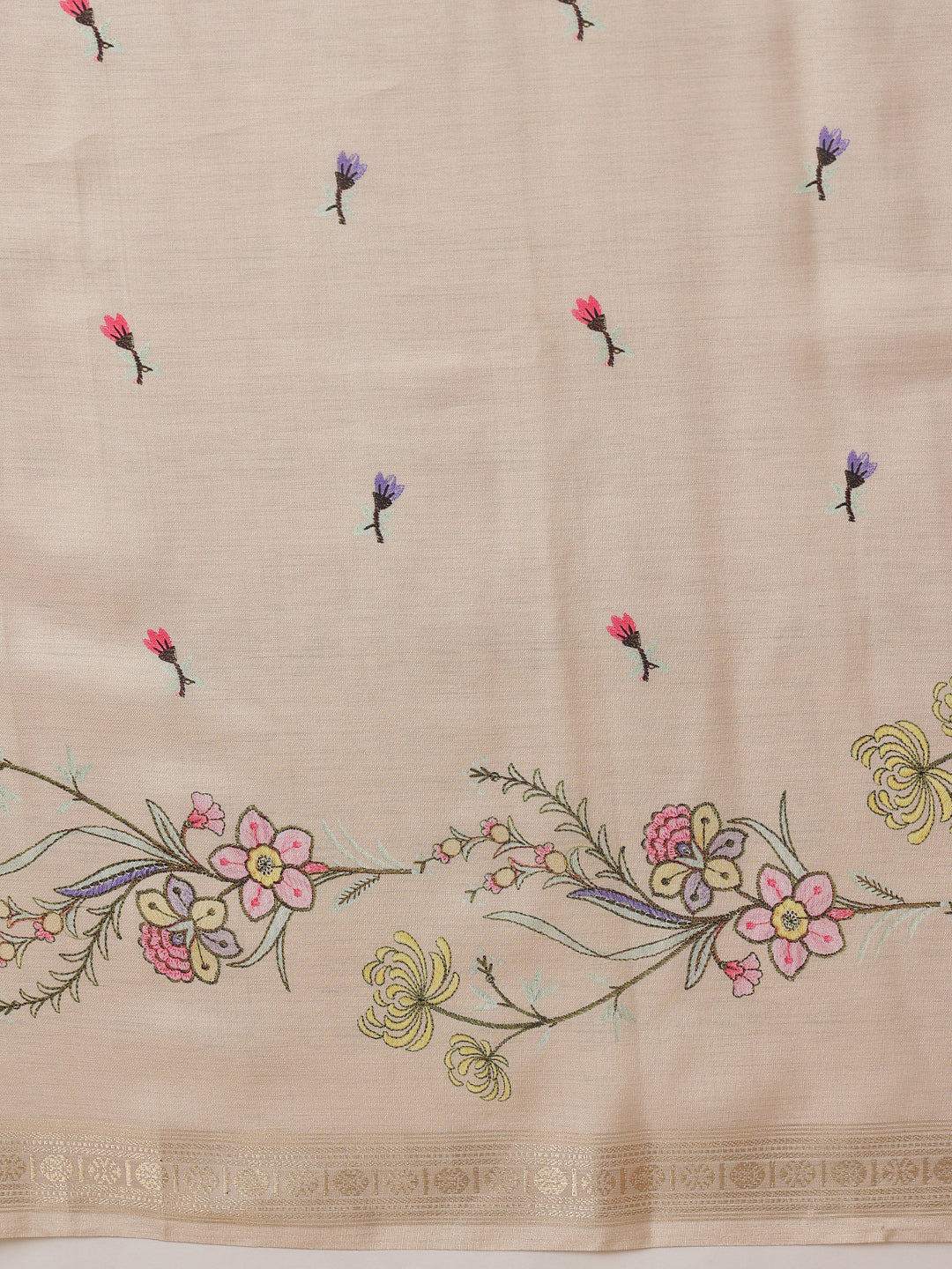 Beige Color Art Silk Floral Digital Printed Ready to Wear Saree