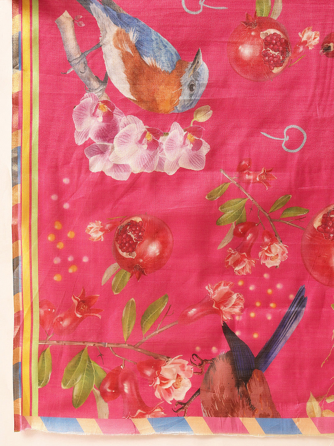Fruits Printed Cotton Tissue Ready to Wear Saree