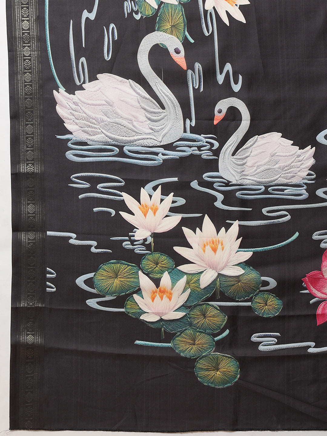 Black Color Art Silk Floral Digital Printed Ready to Wear Saree
