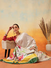 Onam Special Printed Silk Ready To Wear Kasavu White Saree