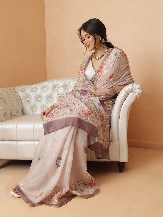 Digital Printed Chanderi Cotton Ready to Wear Saree