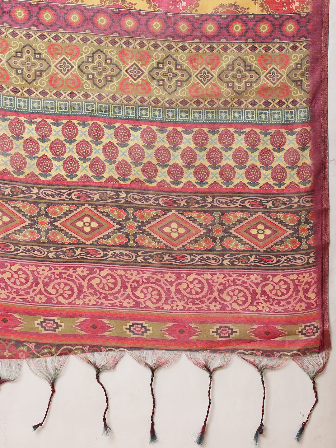 Yellow Paisley Printed Ready to Wear Saree with Ethnic Pallu Design