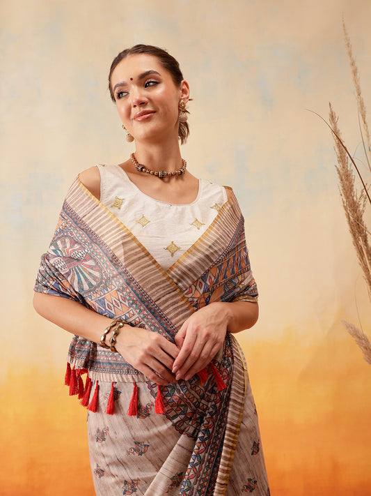Printed Chanderi Ready to Wear Saree