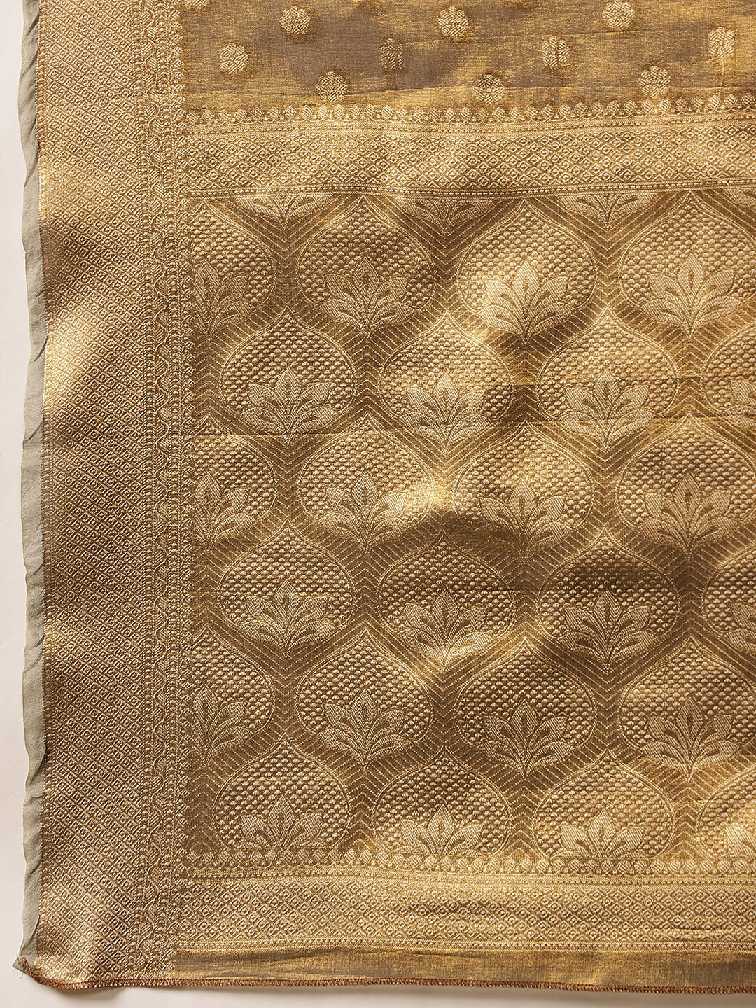 Semi Kanjivaram Tissue Silk Gold Zari Woven Ready to Wear Saree