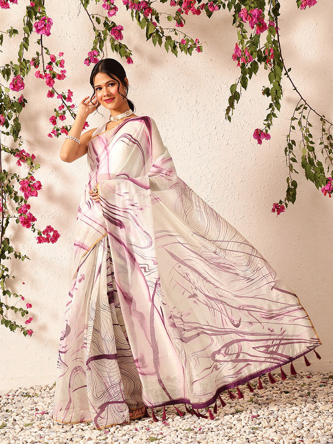 Chanderi Tie And Dye Digital Printed Ready to Wear Saree