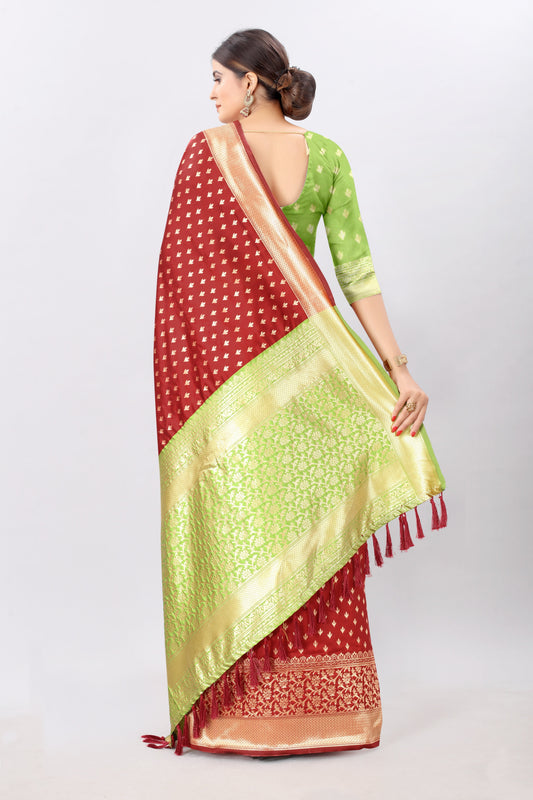 Banarasi Silk Woven Design Saree With Tassels