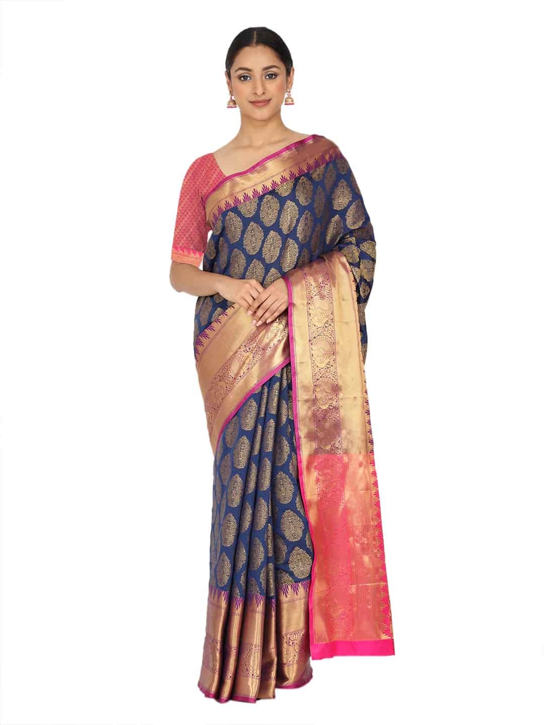 Navy-Golden Touch Woven Design Banarasi Saree