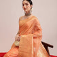 Women's Cotton Blend  Jamdani Saree with Unstitched Blouse Piece