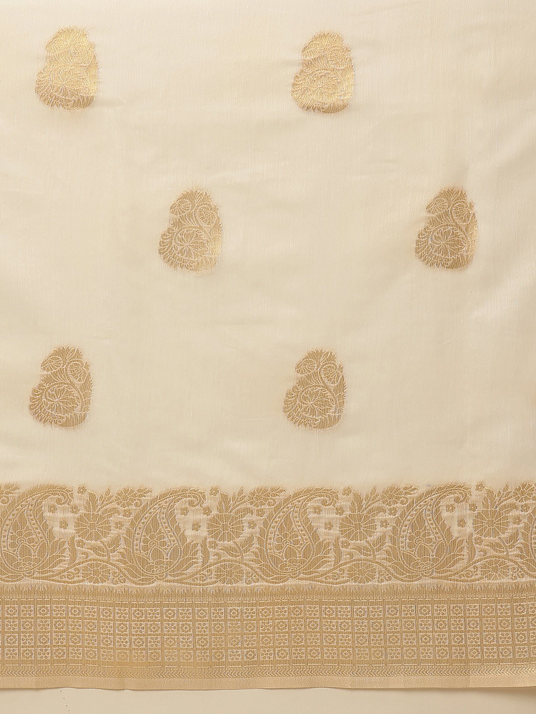 Women's Cotton Blend  Jamdani Saree with Unstitched Blouse Piece