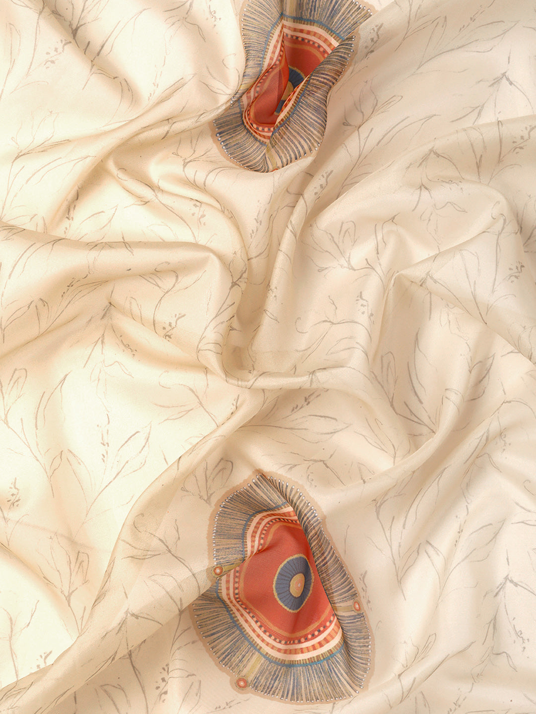 Soft Silk Digital Printed Saree With Fringe Tassels