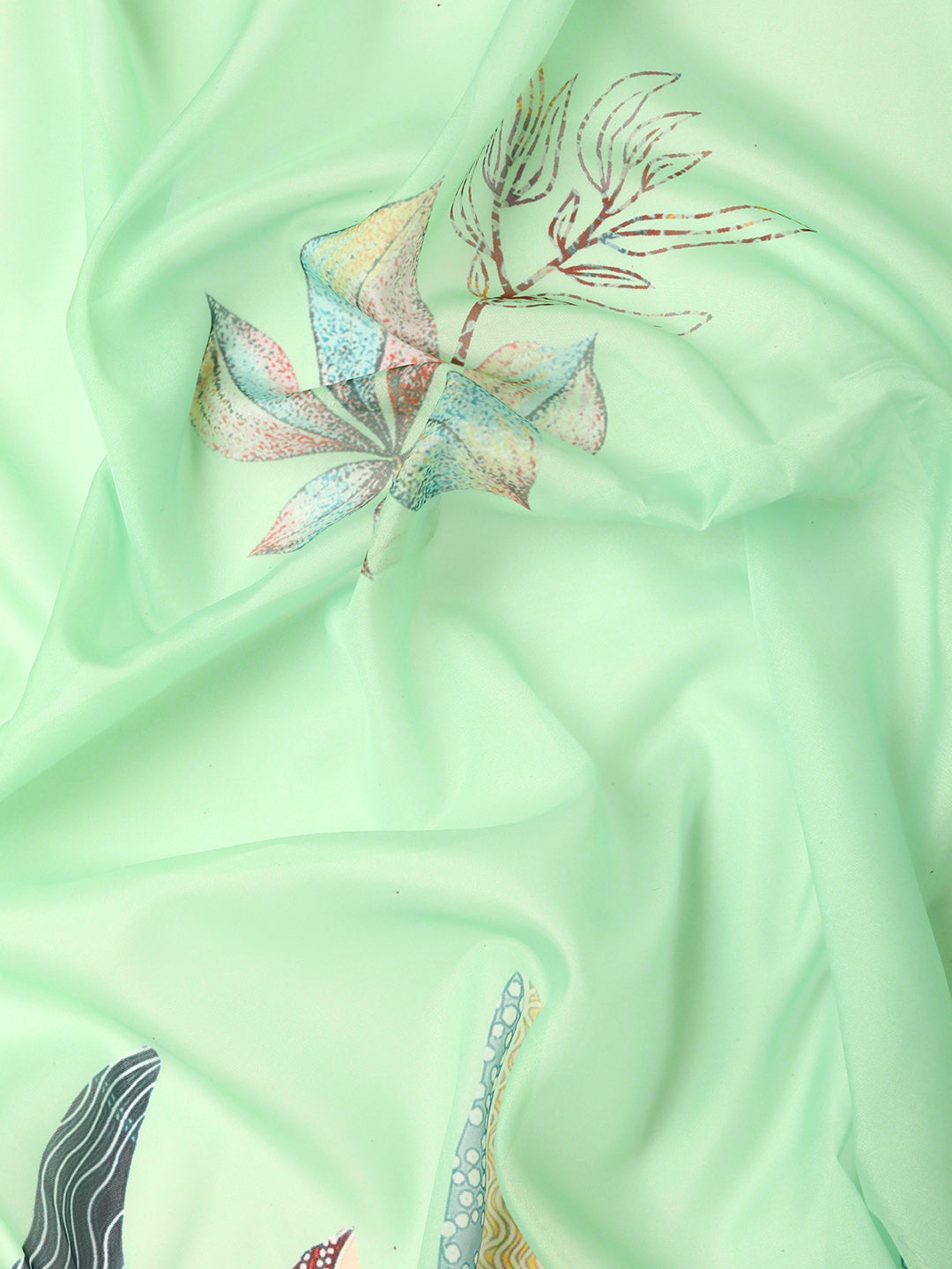 Soft Silk Digital Printed Saree With Fringe Tassels