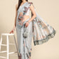 Soft Silk Digital Printed Saree With Fringe Tassels