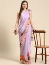 Soft Silk Digital Printed Saree With Fringe Tassels