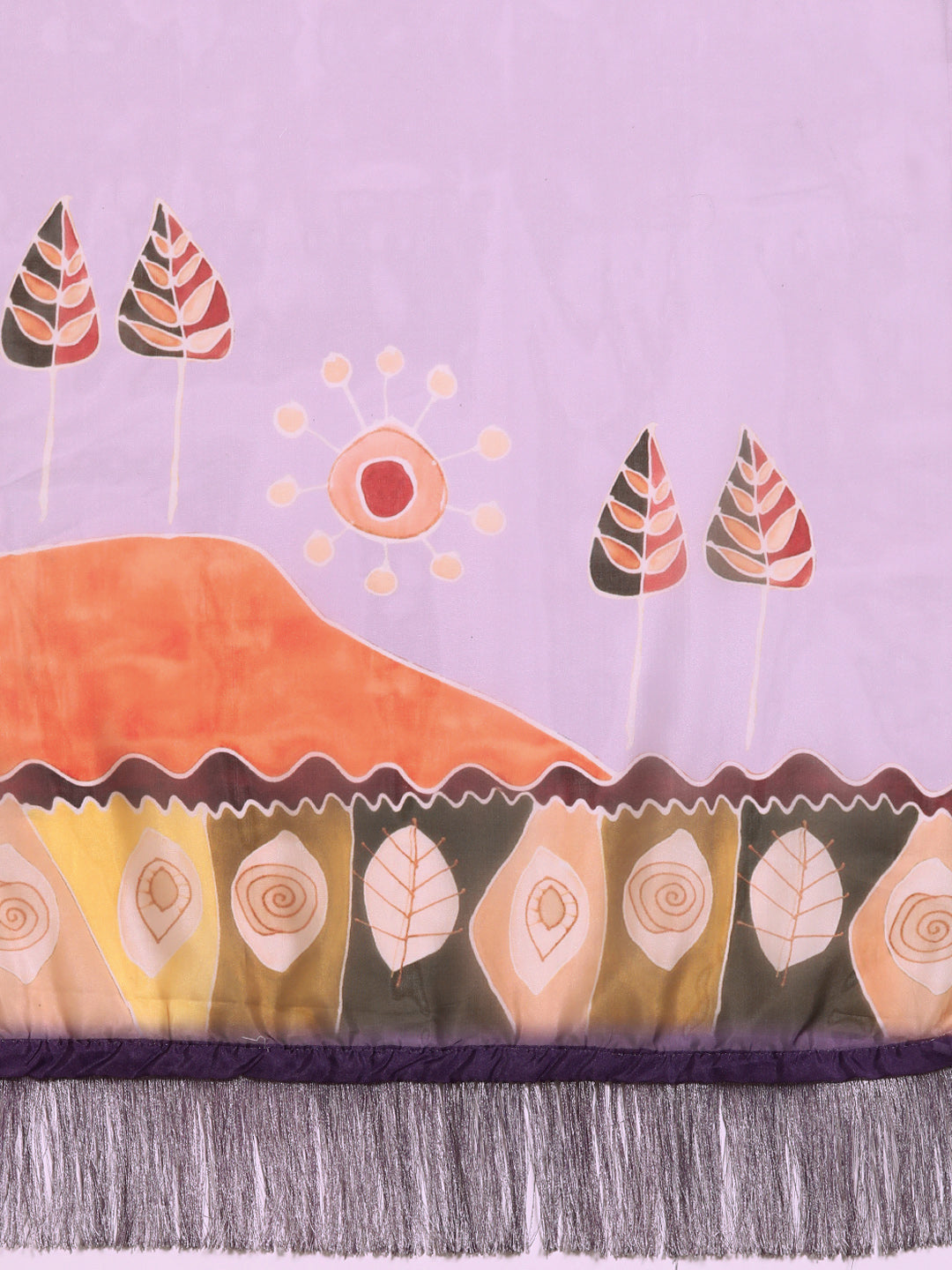 Soft Silk Digital Printed Saree With Fringe Tassels