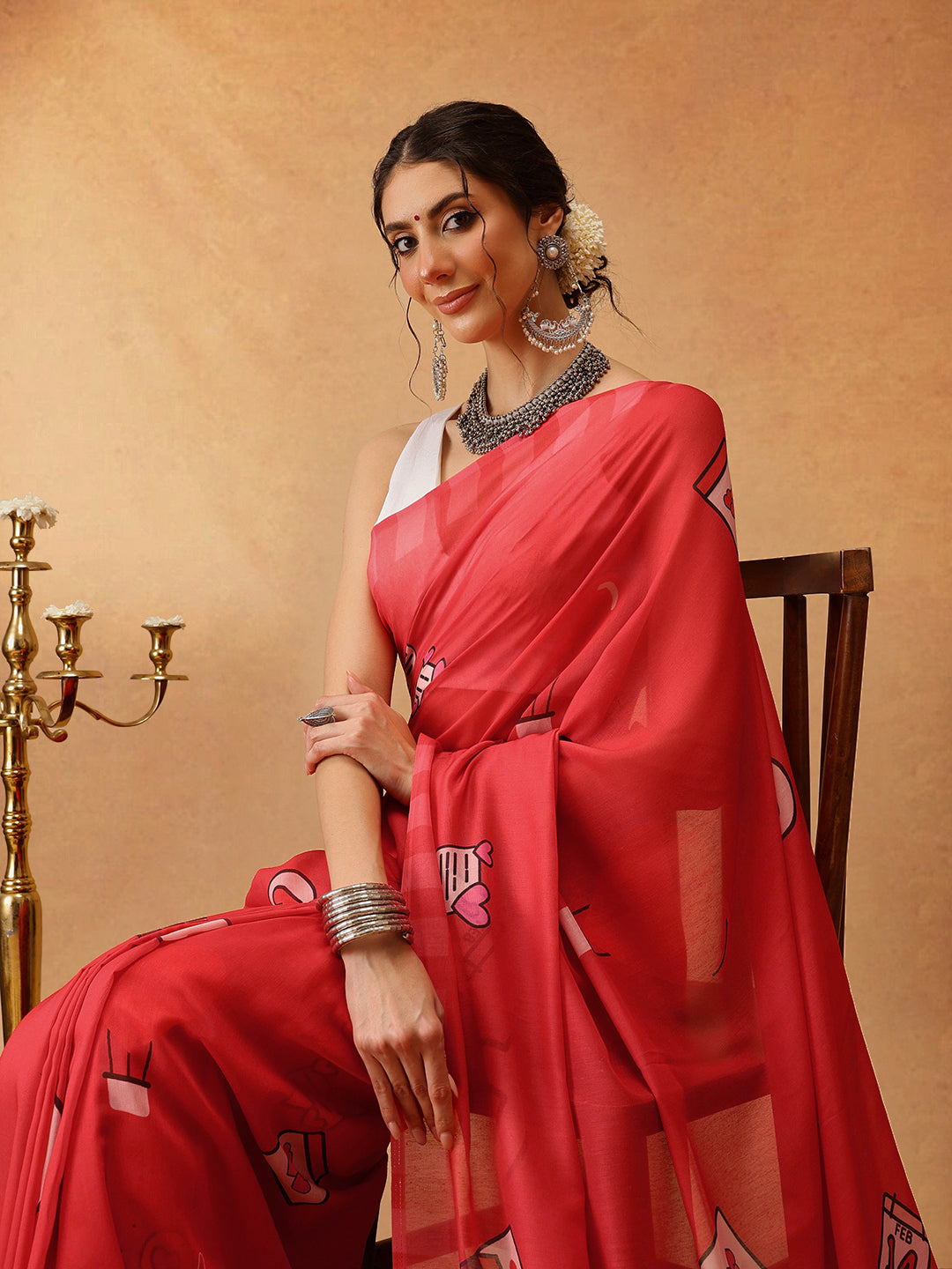 14 Feb Special Printed Soft Malmal Cotton Saree