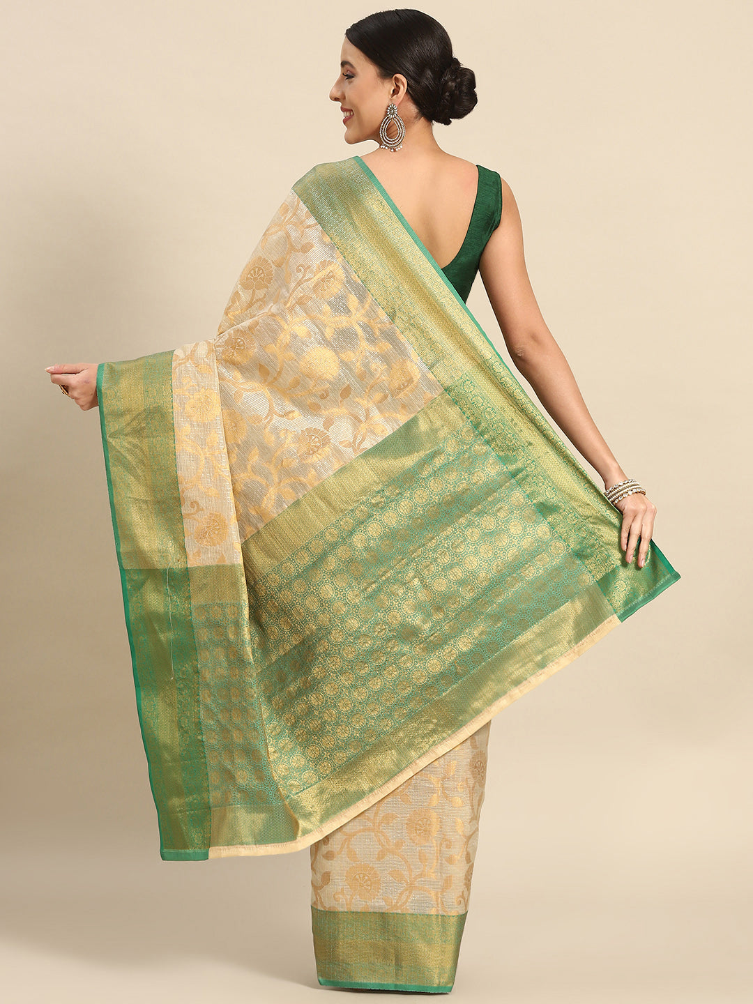 Women's Tusser Silk Banarasi Saree With Unsticthed Blouse Piece