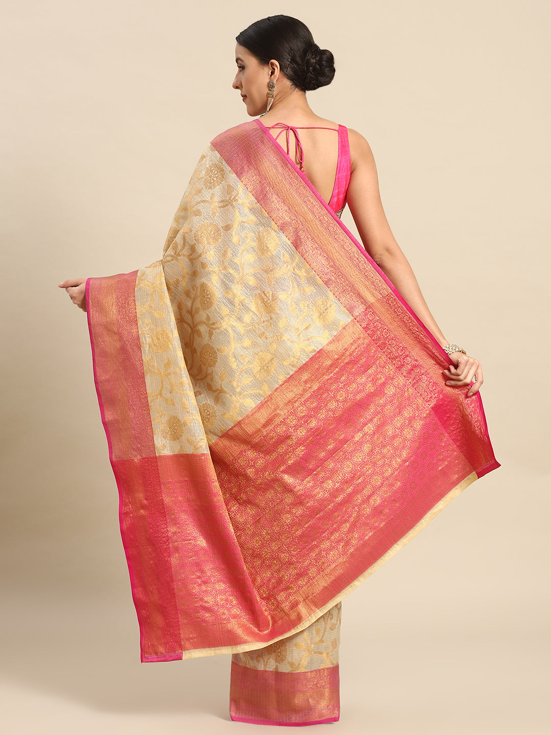 Women's Tusser Silk Banarasi Saree With Unstitcthed Blouse Piece