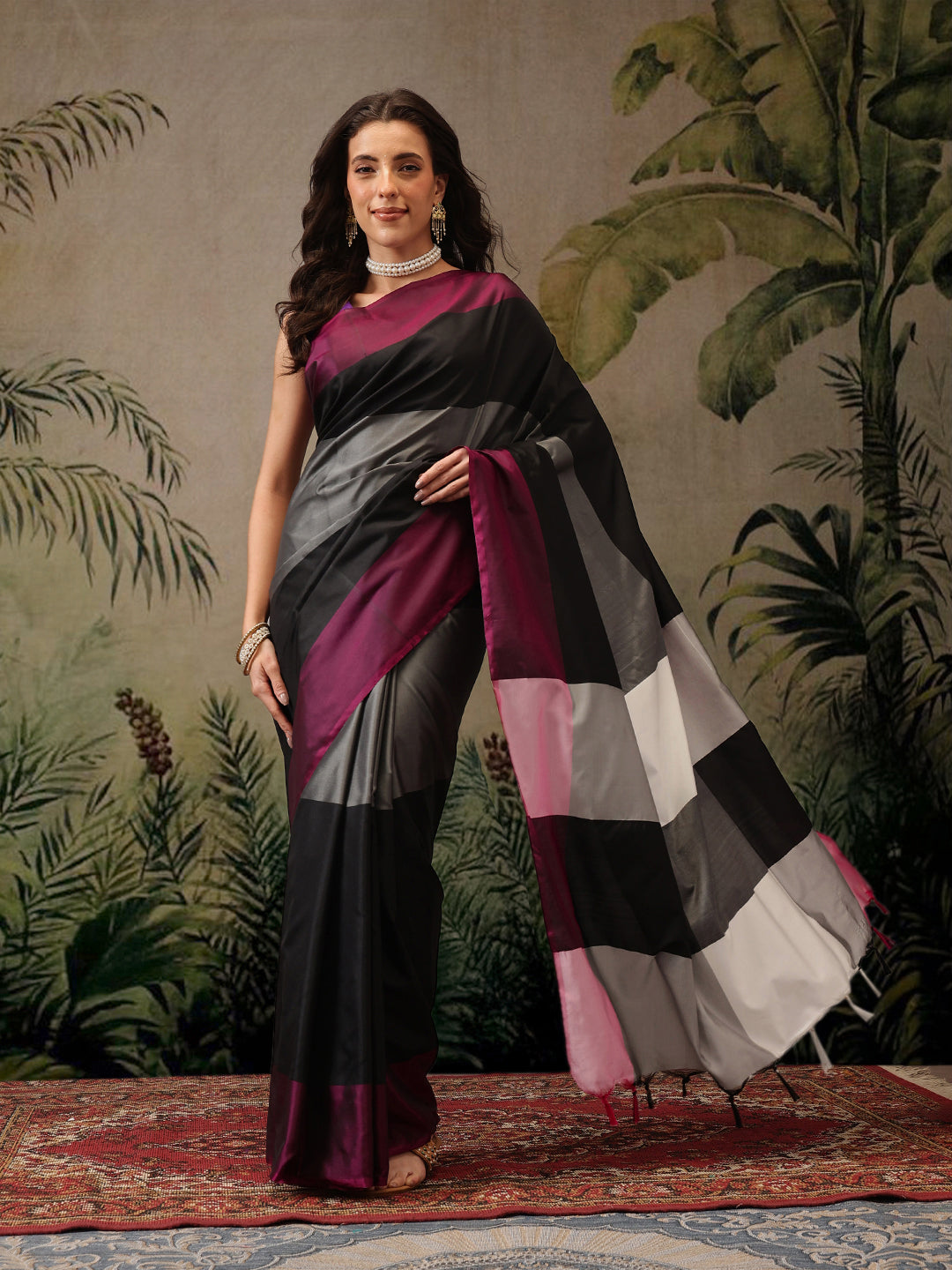 Women's Soft Silk Uppada Woven Black Saree