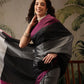 Women's Soft Silk Uppada Woven Black Saree