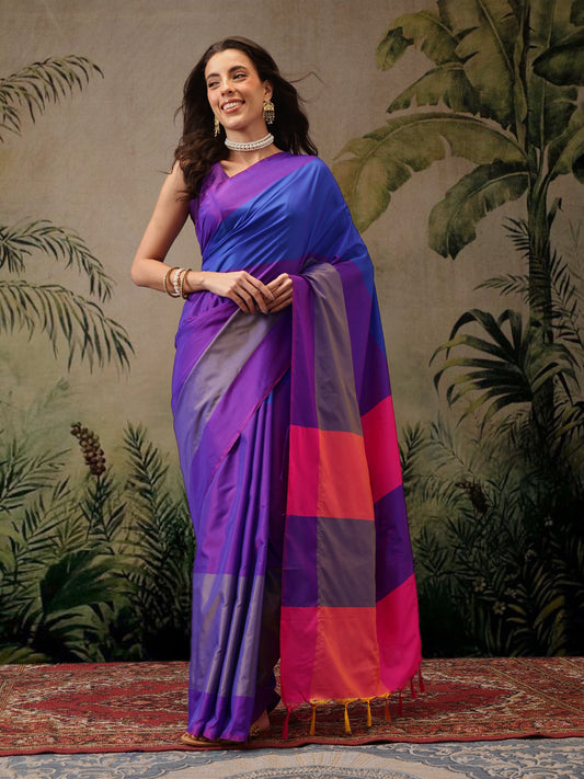 Women's Soft Silk Uppada Woven Black Saree – view 2
