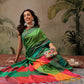 Women's Soft Silk Uppada Woven Green Saree