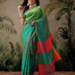 Women's Soft Silk Uppada Woven Green Saree