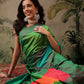 Women's Soft Silk Uppada Woven Green Saree