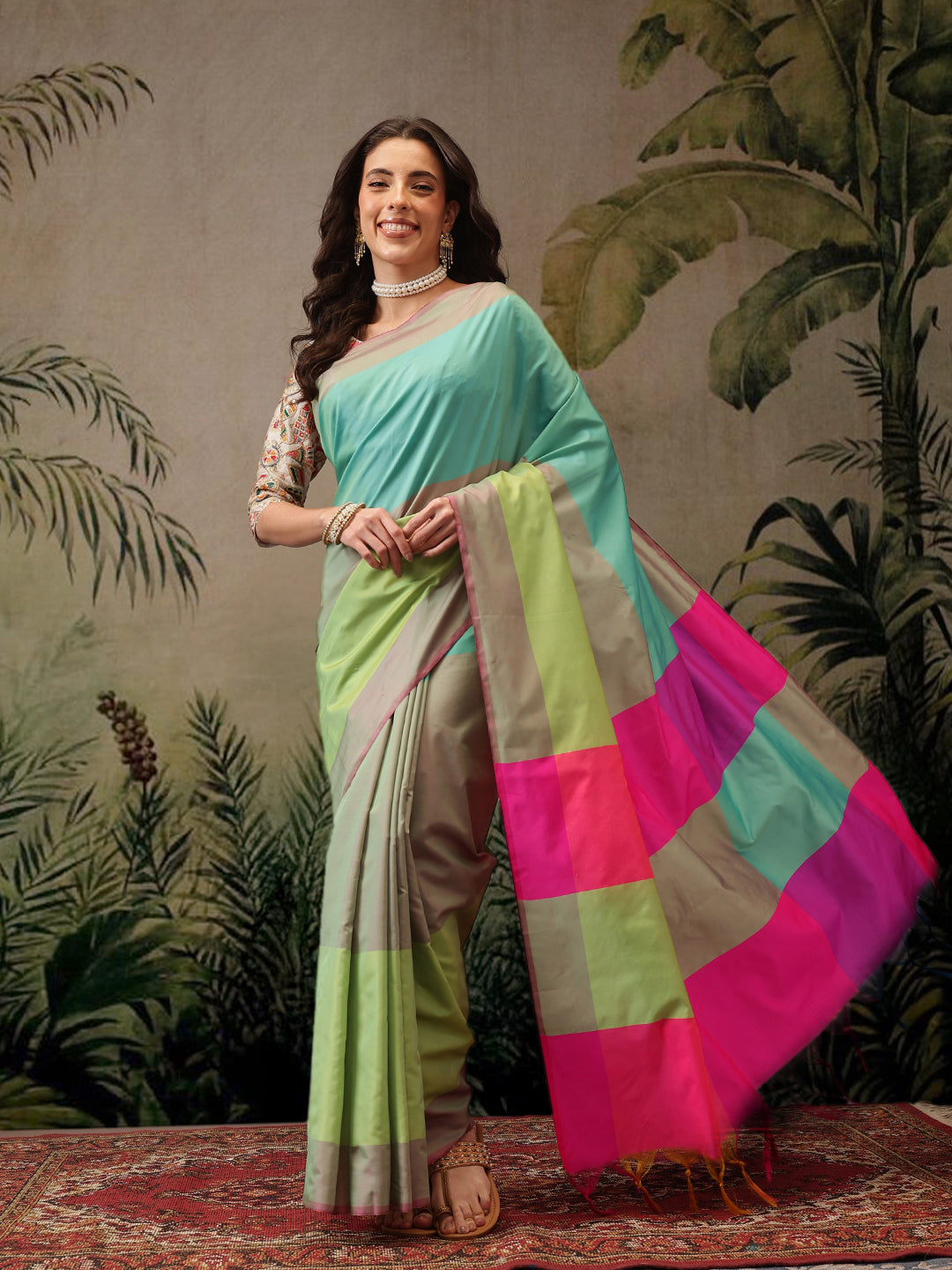 Women's Soft Silk Uppada Woven Multicolor Saree