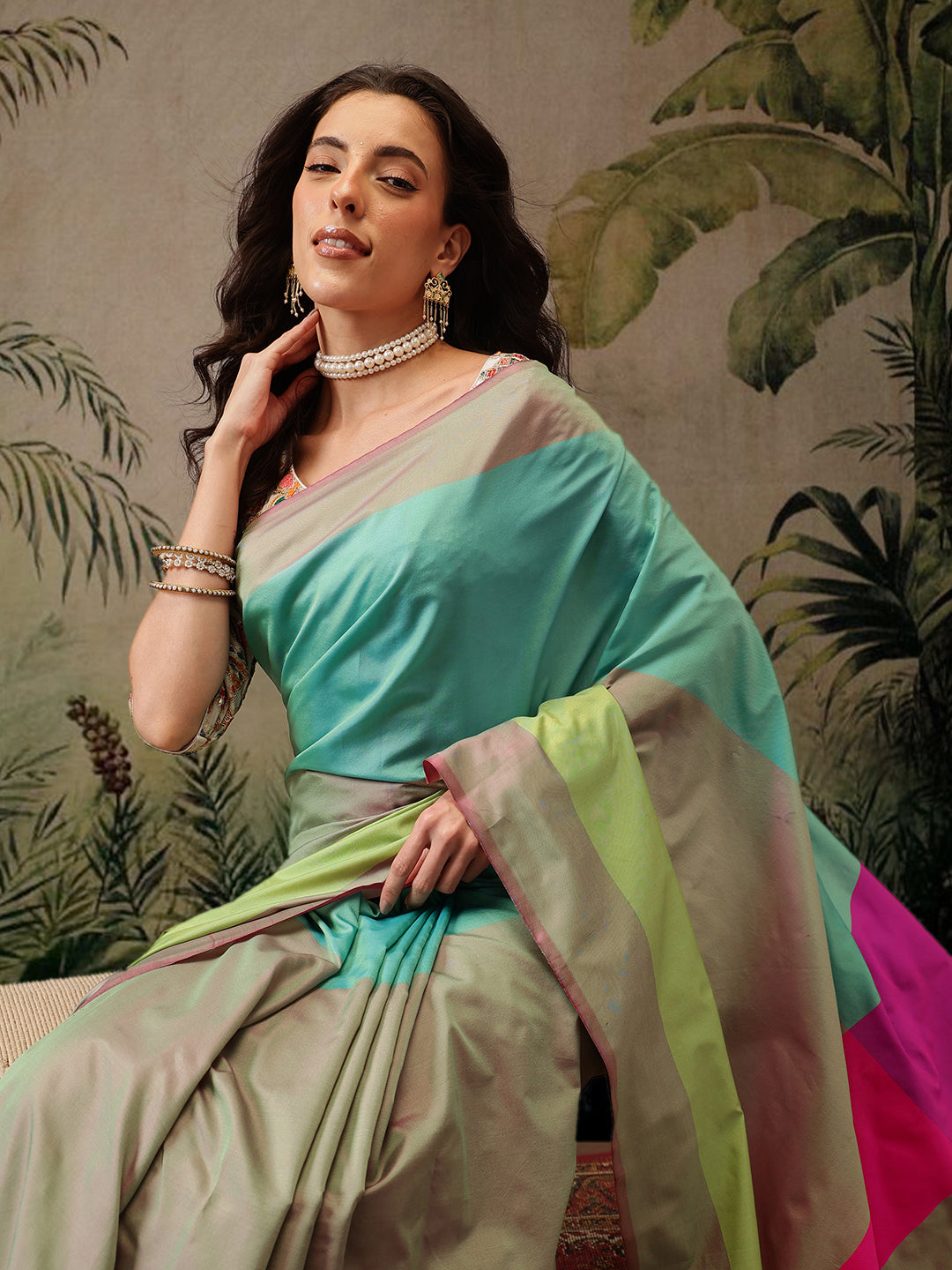 Women's Soft Silk Uppada Woven Multicolor Saree