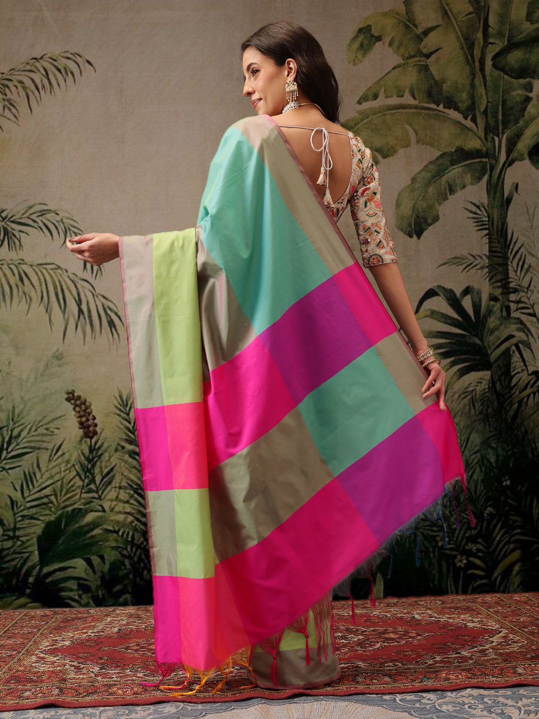 Women's Soft Silk Uppada Woven Multicolor Saree