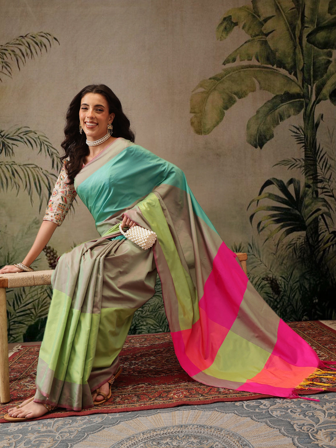 Women's Soft Silk Uppada Woven Multicolor Saree