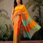 Women's Soft Silk Uppada Woven Orange Saree