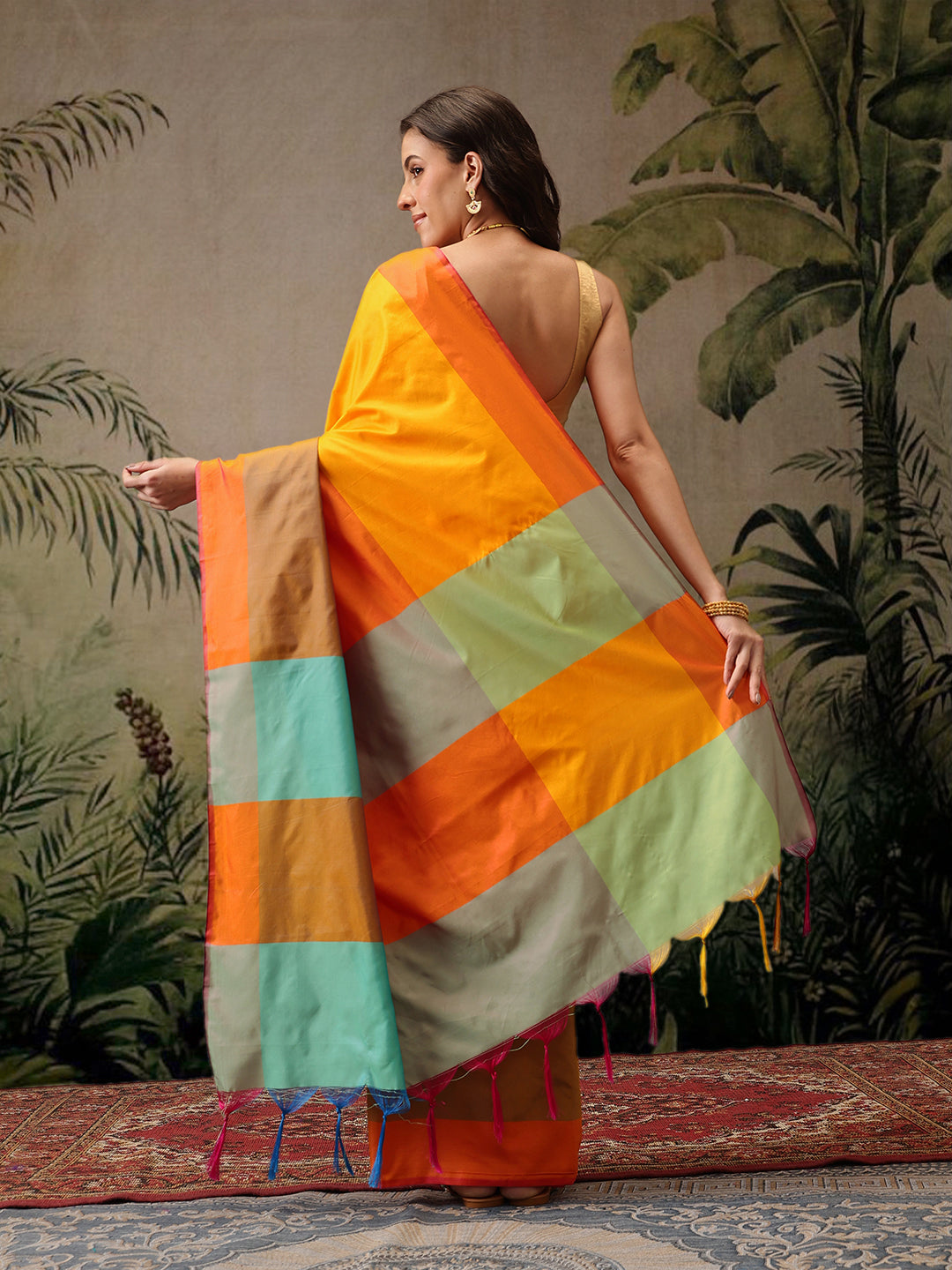 Women's Soft Silk Uppada Woven Orange Saree